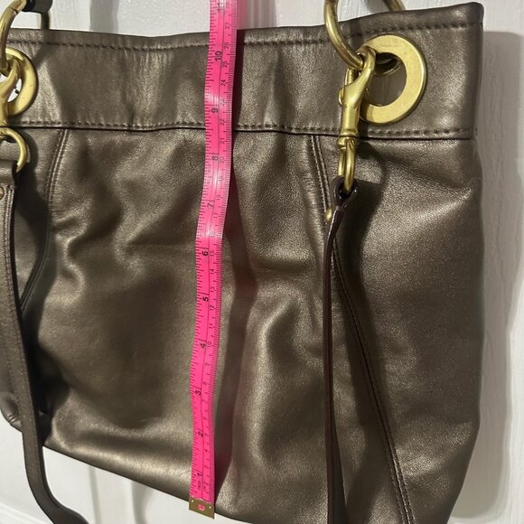 Coach Crossbody Purse, Metallic Bronze/Brown Leather.  Authentic - Picture 8 of 8